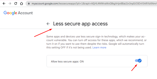 Less Secure Apps Settings